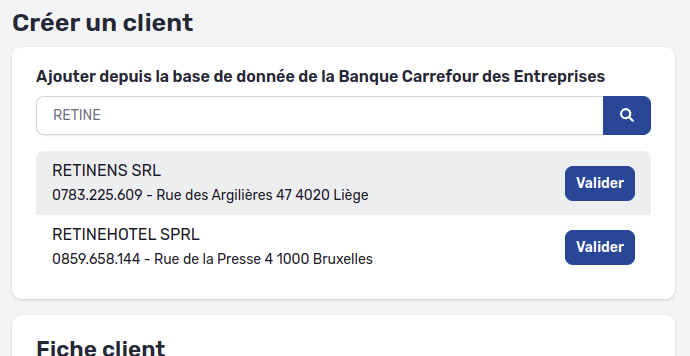 Recherche dans la base SIRENE